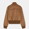 Moda feminina europeia e americana transfronteiriça, popular no AliExpress: Jaqueta bomber com gola alta canelada estilo francês
