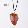 Venta caliente transfronteriza, colgante de seda de piedra cruda de amatista natural, collar de piedra irregular de cristal rosa, joyería al por mayor
