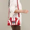 Bolsa de mão feminina, bolsa tote pequena, bolsa de ombro, bolsa tote listrada de alta qualidade, estruturada rígida vermelha