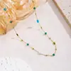 Collar de Acero Inoxidable con Piedras de Zirconia de Colores para Mujer, Tobillera de Moda Versátil, Pulsera Nueva de Acero de Titanio Estilo Ins, Oro de 18K