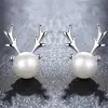 Pendientes de perlas de plata de alce navideño, elegantes pendientes coreanos de moda, astas de animales, un ciervo tiene tus pendientes
