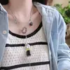 Collar de la Fortuna de Cuerda Trenzada con Cuentas Estilo Bohemio para Mujer Nuevo Estilo Chino Retro Cadena Larga Colgante Accesorios Estilo Étnico