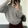Cardigã de Tricô com Capuz Suéter Feminino Outono 2026 Novo Estilo High-End Emagrecedor Casual Cor Sólida Casaco Suéter Top