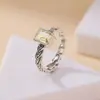 Anillo Yilu Plata Citrino Natural Joyería Plata de Ley S925 Vintage Desgastado Trenzado Facetado Moderno Suministro en Vivo