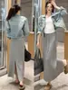 Falda casual para mujer estilo coreano, nuevo estilo deportivo de otoño, que cubre la cadera, corte recto holgado línea A adelgazante con abertura, falda ajustada