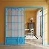 Puerta Corrediza de Balcón Retro Estilo Francés, Puerta Divisoria de Tres Paneles Cambia Color para Cocina y Sala de Estar, Puerta Corrediza de Vidrio con Riel Colgante de Aleación de Aluminio