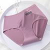 Ropa interior de una pieza de seda de hielo sin costuras para mujer, de algodón, antibacteriano, con entrepierna estampada, cintura media, talla grande, estilo japonés, pantalones cortos triangulares para estudiantes