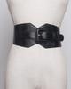 Corea del Sur abrigo simple combinable hebilla cuadrada elástico elástico cinturón ancho decorativo para mujer vestido corsé sello de cintura Negro
