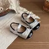 Zapatos de cuero con moño para niños, zapatos de colores combinados brillantes de suela blanda para niñas, zapatos Mary Jane elegantes y versátiles para la escuela