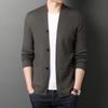 Mantsbo Primavera e Outono Novo Cardigan Masculino Estilo Coreano Casual de Malha Moda Masculina Jovem e de Meia-Idade Pura