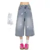 Shorts de Mezclilla Azules para Mujer Verano 2026 Rectos Lavados Ajuste Holgado Versátiles Casuales de Pierna Ancha Cortos