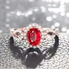Varios anillos de diamante en forma de 8 transmitidos en vivo en Douyin, anillos de diamante de imitación de color rojo sangre de paloma natural, anillos de piedras preciosas de colores