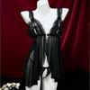 Lan Gui Lencería Sexy de Malla Transparente Tentación Pijama para Mujer Caliente Tira Abierta Camisón Gratis 2853