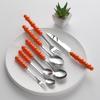 Juego de cubiertos de acero inoxidable estilo nórdico, tenedor y cuchillo creativos con mango de perla, cuchara sopera, cuchillo y tenedor para bistec de alto valor de color, venta al por mayor
