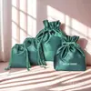 Bolsa de bolsillo de satén de seda sintética con logotipo personalizado, bolsa para guardar antifaz, bolsa pequeña de tela con cordón, bolsa para empaquetar joyas