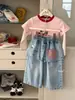 Camiseta de Manga Larga para Niña 2026 Primavera Nueva Moda Elegante Camiseta Básica para Bebé Niña Top y Jeans Conjunto de Dos Piezas Lindo