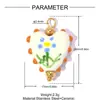 Pingente de cerâmica DIY com estampa de bolinhas, coração e flor de cerejeira, transfronteiriço para mulheres, brincos em formato de coração, colar, acessórios de joias em aço titânio