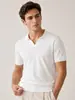 Camisa Polo Tricotada com Gola de Gaivota para Homem, Camiseta de Seda Gelada Fina de Manga Curta para Verão, Modelagem Solta, Emagrecimento, Top Versátil