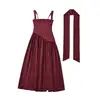 Vestido Largo Liso Sin Tirantes Estilo Europeo y Americano con Abertura, Vestido Largo de Moda Ajustado sin Espalda con Lazos y Abertura Alta