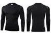 Roupa Fitness Masculina PRO de Secagem Rápida, Manga Longa, Respirável, Absorvente de Suor, Alta Elasticidade, Ajustada, para Corrida, Futebol, Basquete, Esportes