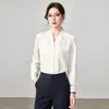 Camisa Profesional de Manga Larga con Cuello en V para Mujer, Top de Gama Alta, Atuendo de Oficina 2026