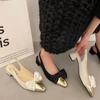 Versátiles Elegantes Puntiagudos Cuadrados con Falda Tacón Grueso Planos 2025 Nuevo Estilo Francés Puntiagudos Pequeños Fragantes Sandalias de Verano para Exteriores para Mujer