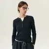 Suéter de malha de lã NANCYLI, design falso de duas peças, corte justo, blusa de gola redonda, suéter de base para mulheres
