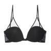 Roupa íntima sexy francesa transfronteiriça em U com costas nuas grandes, sem aros de aço, para peito pequeno, sutiã de grande push-up, conjunto