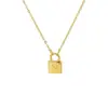 Collar con Candado de Acero de Titanio que No se Desvanece, Letra, para Mujer, Cadena de Clavícula de Lujo Ligero, Colgante de Moda Europea y Americana Tendencia, Joyería de Acero Inoxidable