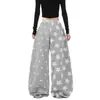 Pantalones de chándal elásticos con estampado de estrellas de estilo urbano americano para mujer y hombre, pantalones largos holgados de pierna ancha para primavera, pantalones deportivos de hip-hop