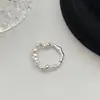 Anel Fragmento de Prata Anel Irregular Ajustável para Mulheres, Luxo Leve de Alta Qualidade Criativo Pérola Design de Nicho Anel do Dedo Indicador