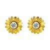 Pendientes de girasol con diamantes chapados en oro rosa de 14 quilates, joyería natural, regalo de aniversario