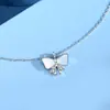 S925 colar de borboleta prata esterlina estilo coreano Mori menina fritilar clavícula cadeia de ouro rosa colar do mesmo estilo para namoradas