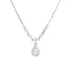 Colar com Pingente Novo em Prata de Lei S925 Formato Gota Lágrima de Anjo Feminino Versão de Luxo Acessível Coreana Corrente Elegante para Clavícula Atacado