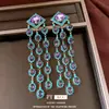 Pendientes Vintage de Plata con Diamantes de Zirconia, Borlas en Forma de Rombo, Pendientes de Lujo Ligero de Gama Alta, Accesorios para Orejas de Estilo Retro