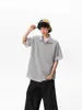 Camisa Polo Rayada Estilo Americano Falsa de Dos Piezas Manga Corta Unisex Verano Tendencia Marca Peso Pesado Holgada Versátil Camiseta de Media Manga para Pareja