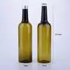 Botella de Vino de Plástico Personalizada de 750 ml Botella Selladora de Líquidos PET Marrón Verde Negro Botella para Mermelada Cabezal de Bomba para Jarabe y Mermelada