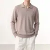 Camisa Polo Masculina OT Estilo Old Money com Gola Reversível, Novo Suéter de Tricô Gola Seagull Outono/Inverno, Camisa Básica Casual Pulôver