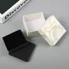 Caja de Regalo con Lazo Papel de Cuero Caja de Empaque para Joyería Caja de Regalo con Lazo Tapa Cielo y Tierra Caja para Joyería de Anillo de Collar