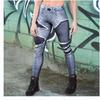 Wish Leggings de Yoga Fitness de Cintura Alta Ajustados a la Cadera Estampados Multicolor de Imitación Denim para Mujer XY978