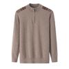 Suéter de cachemira de montaña 100% para hombre, con media cremallera, cuello redondo, holgado, de otoño e invierno, de color sólido y base gruesa.