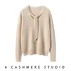 Camisa Básica de Tricô com Decote em V Elegante, Suéter de Cashmere Rejuvenescedor com Fita Embutida, Suéter de Cashmere de Cabrito para Mulheres