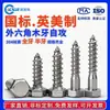 Acero Inoxidable 304 Hexagonal Externo Británico y Americano Rosca Completa Autorroscante Rosca para Madera Din571 Media Rosca Tornillo para Madera M6M8M10M12