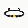 Pulseira de Contas da Sorte com Mantra de Seis Caracteres em Ouro Puro 999, Pulseira Trançada de Obsidiana, Ano do Zodíaco, Atacado de Fábrica