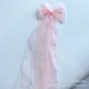 Tocados de Malla con Lazo de Venta Caliente Transfronterizos Velo de Novia para Boda Novia Futura Pasador de Perlas Hecho a Mano Accesorio para el Cabello