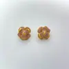 Nuevos Pendientes de Moda con Forma de Camelia y Esmalte de Goteo, con Agujas de Plata 925, Pendientes de Alta Calidad para Mujeres