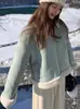Chaqueta Corta de Terciopelo Compuesto de Gamuza de Invierno con Alpaca para Mujer Forrada de Polar Engrosada Cálida y Dulce Estilo Coreano Chaqueta Exterior Superior
