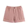 Fabricantes Mayoristas de Ropa para Mujer Transfronterizos 2026 Nuevo Estilo Europeo y Americano Moda Femenina Versátil Shorts Casuales con Dobladillo Enrollado