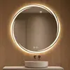 Espejo inteligente redondo para hotel transfronterizo, espejo iluminado, espejo de maquillaje con luces, espejo de baño, luz LED antivaho, montado en la pared