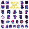 56 Novos Adesivos de Graffiti de Gato Neon Transfronteiriços, Lanternas Legais, Gatos de Desenho Animado, Adesivos de Decoração para Celular Skate